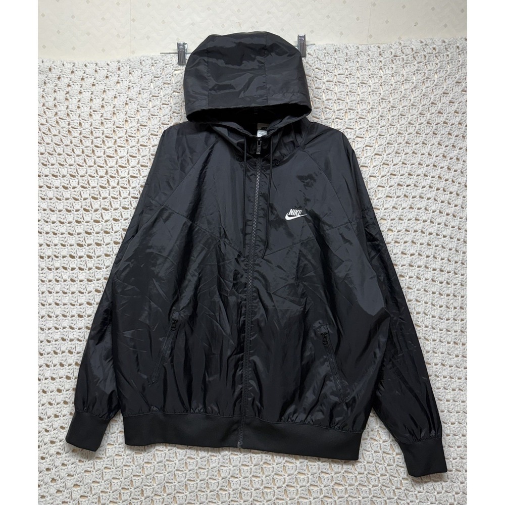 Nike Mens Windrunner Full Zip Hoodie Windbreaker Jacket Sz L Black DA0001-010